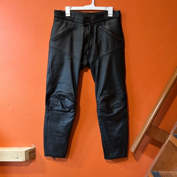 Men's Black Leather Motorcycle Pants Size ITA 50  INT M/L - Picture 1 of 5